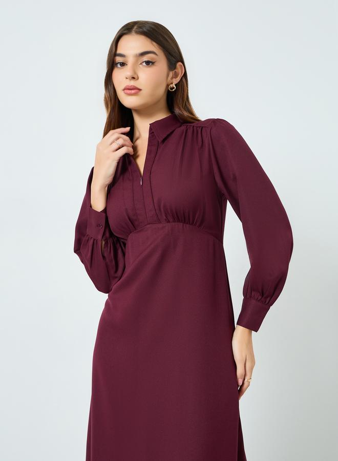 ستايلي فستان ماكسي قصة واسعة وأكمام منفوخة - Image 2